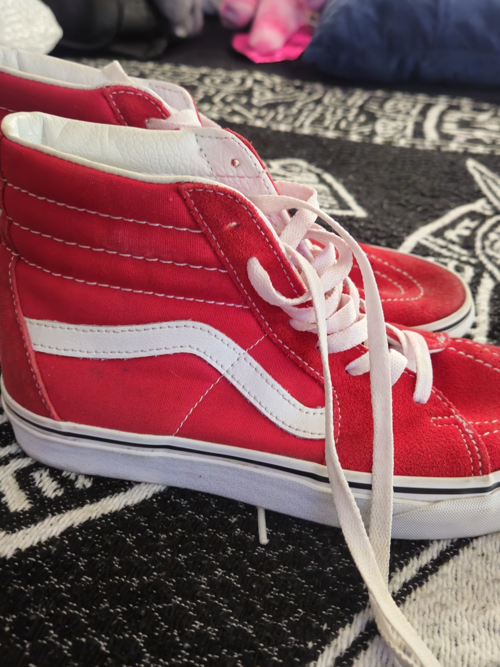 Men's 7 Red High-Top Kids Sneakers with White Stripe